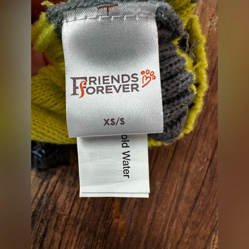 FRIENDS Bright Yellow and Gray Dog Knit Hat